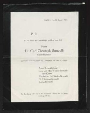 Brief von Anna Bernoulli an Gerhart Hauptmann und Margarete Hauptmann