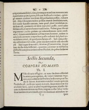 Sectio Secunda, De Corpore Humano.
