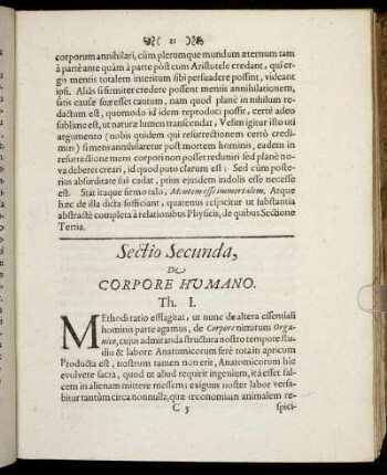 Sectio Secunda, De Corpore Humano.