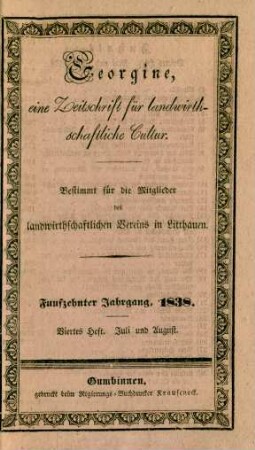 Funfzehnter Jahrgang, 1838. Viertes Heft. Juli und August.