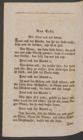 Das Erste. Mel. Freut euch des Lebens.