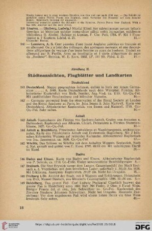 Abteilung II. Städteansichten, Flugblätter und Landkarten (Nr. 141-527)