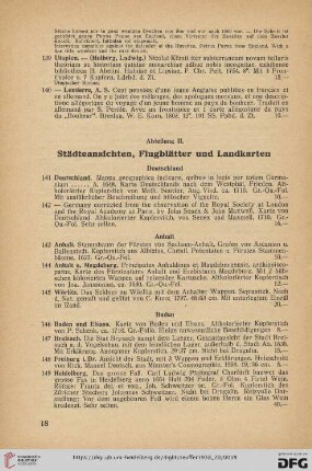 Abteilung II. Städteansichten, Flugblätter und Landkarten (Nr. 141-527)