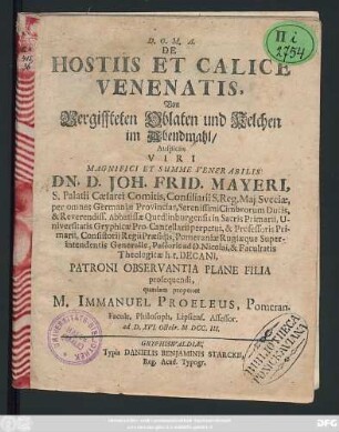De Hostiis Et Calice Venenatis