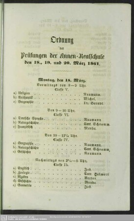 Ordnung der Prüfungen der Annen-Realschule