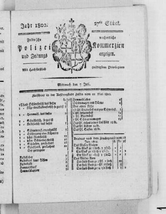27tes Stück, Ausgabe vom 7. Juli 1802