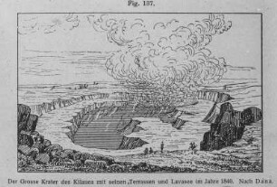 Zeichnung : Zeichnung des Kraters des Vulkans Kilauea