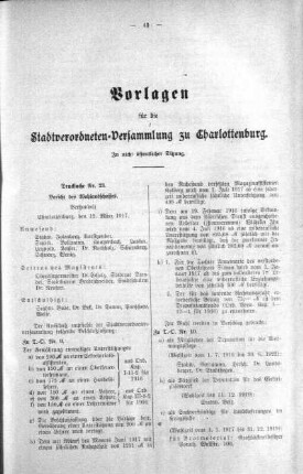 In nichtöffentlicher Sitzung., 15. März 1917