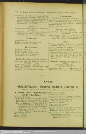 XVIII. Gesandschaften, General-Konsuln, Konsuln, etc.