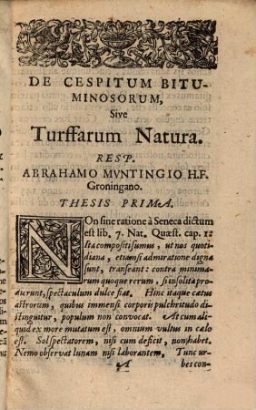 Disp. phys. hist. de cespitibus bituminosis, s. turfis