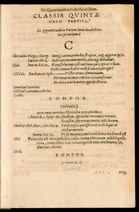 Classis Quintae Ordo Tertius ... C