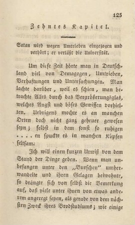 Zehntes Kapitel. Satan wird wegen Umtrieben eingezogen und verhört ; er verläßt die Universität
