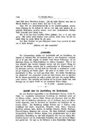 Bericht über die Ausstellung für Volkskunst
