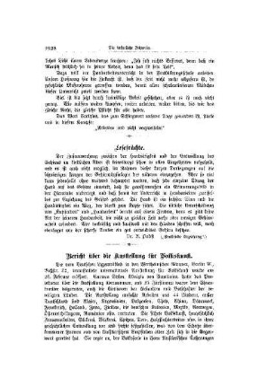 Bericht über die Ausstellung für Volkskunst