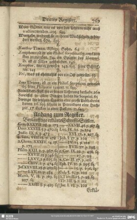 Anhang zum Register. [Bibel-Stellen. Hebräische und Griech. Wörter. Druckfehler]