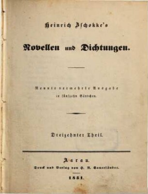 Heinrich Zschokke's Novellen und Dichtungen. 13, Genfer Novellen