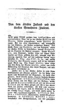 Von dem aeltesten Zustand und den aeltesten Bewohnern Italiens