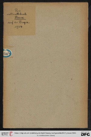 Die nationalliberale Presse auf der BUGRA : Internationale Weltausstellung für Buchgewerbe und Graphik, Leipzig, 1914