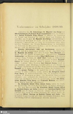 Vorkommnisse im Schuljahre 1898/99