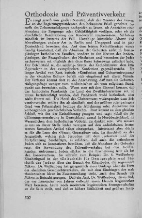 Orthodoxie und Präventivverkehr