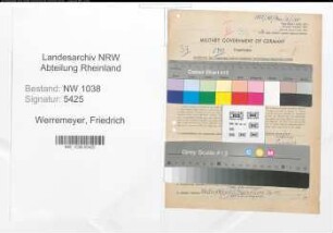 Entnazifizierung Friedrich Werremeyer , geb. 29.04.1900 (Bahnbeamter)