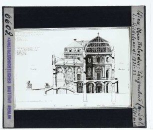 Wien, Oberes Belvedere,Kleiner, Schnitt durch den Mittelpavillon des Oberen Belvedere (Stich) : Schnitt