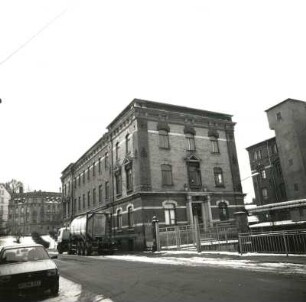 Reichenbach (Vogtland), Rotschauer Straße 1. Fabrikkomplex (sogenannte Jugelsmühle) (ab 1786). Verwaltungsgebäude (um 1900)