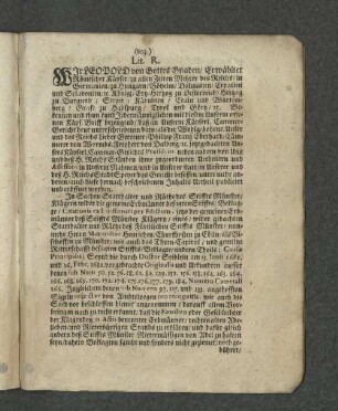Lit. R. [...] Leopold von Gottes Gnaden/ Erwählter Römischer Käyser