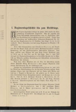 I. Regimentsgeschichte bis zum Weltkriege