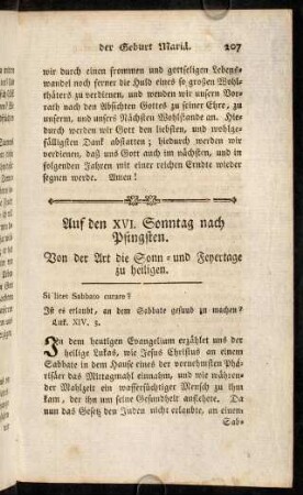 207-219, Auf den XVI. Sonntag nach Pfingsten.
