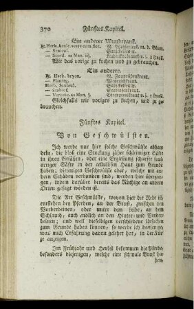 Fünftes Kapitel. Von Geschwülsten.