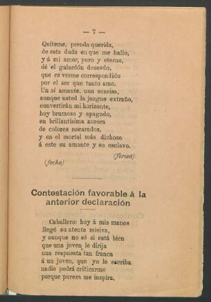 Contestación favorable á la anterior declaración