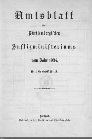 2.1934: Justizministerium, Amtsblatt 1934
