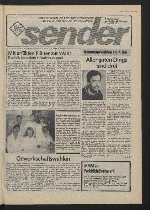 Betriebszeitung 'WF-Sender', Nr.15/1989 (2. Aprilausgabe 1989)