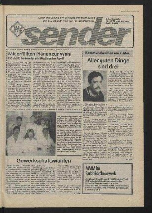 Betriebszeitung 'WF-Sender', Nr.15/1989 (2. Aprilausgabe 1989)