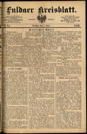 Ausgabe vom Dienstag, den 01. Juni 1886.