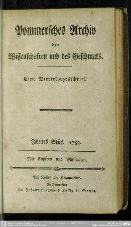 Zweites Stück. 1783