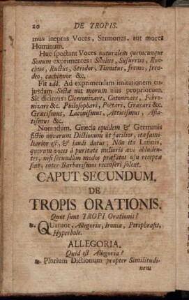 Caput Secundum. De Tropis Orationis.