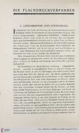 I. Lithographie und Steindruck