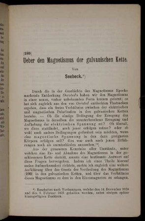 Ueber den Magnetismus der galvanischen Kette.