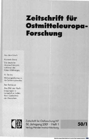 Zeitschrift für Ostmitteleuropa-Forschung : ZfO = Journal of East Central European studies. 50. 2001