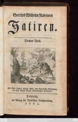 Theil 3: Gottlieb Wilhelm Rabeners Satiren
