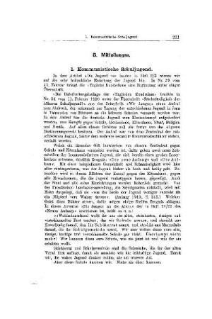 Kommunistische Schuljugend : [Mitteilungen]