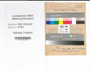 Entnazifizierung Friedrich Volmerg, geb. 24.01.1889 (Rektor)