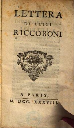 Lettera di Luigi Riccoboni