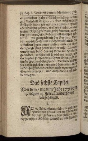 Das sechste Capitel Von dem, was im Jahr 1731 vom 15. bis zum 25. Februarii überhaupt vorgegangen.