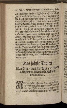Das sechste Capitel Von dem, was im Jahr 1731 vom 15. bis zum 25. Februarii überhaupt vorgegangen.