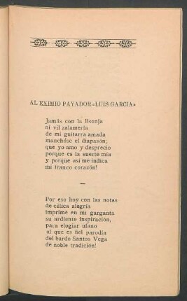 Al eximio payador «Luis Garcia»