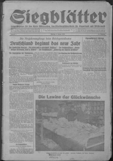 Titelseite einer Zeitung