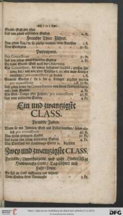 Ein und zwantzigste Class: Frembde Juden